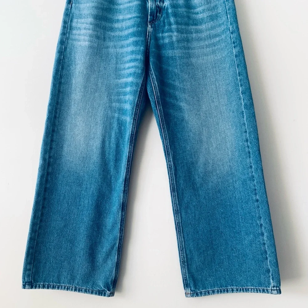Weekend Max Mara Crop High Rise Wide Leg Jeans Light Wash Women Size 10 Skater